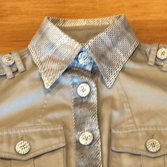 DOLCE & GABBANA RUNWAY COTTON & SNAKESKIN BELTED JACKET EUC SAFARI STYLE SZ S 38 - Picture 7 of 17